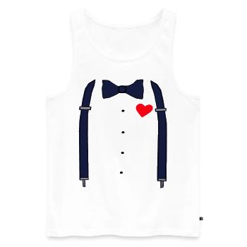 Suspenders and bow tie with hearts JGA fun shirt - Men's Premium Organic Tank Top - white - Front - Michal (187cm)