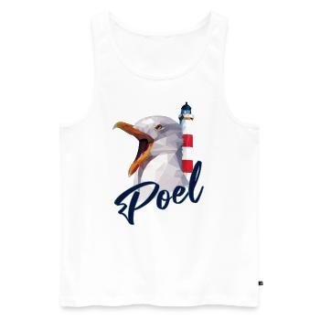 Insel Poel - Leuchtturm Möwe - Souvenir Geschenk - Männer Premium Bio Tank Top - Weiß - Vorne - Michal (187cm)