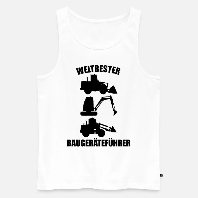 Baugeräteführer Baggerfahrer Bauarbeiter Geschenk - Männer Premium Bio Tank Top - Weiß