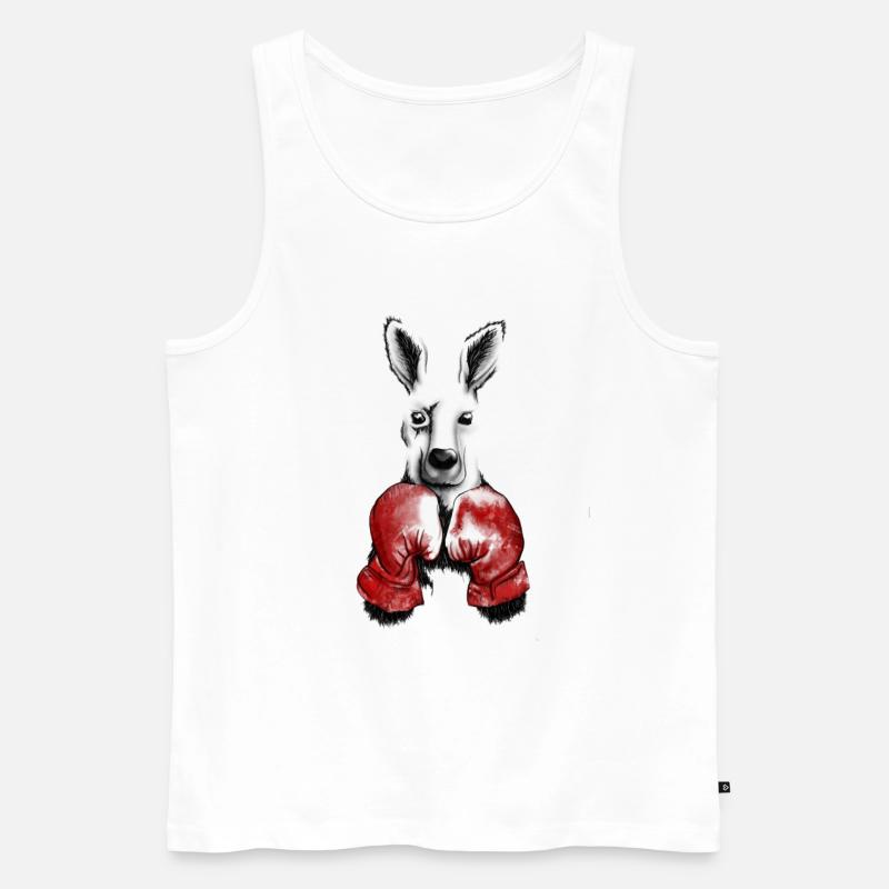 Känguru mit Boxhandschuhen - Männer Premium Bio Tank Top - Weiß