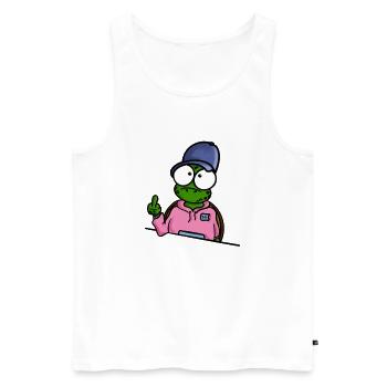 Turtle with Cap Middle Finger - Men's Premium Organic Tank Top - white - Front - AI Model Male 178 light (178cm)