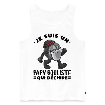 Papy Bouliste Qui déchire - Débardeur bio Premium Homme - blanc - Devant - Michal (187cm)