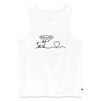 Kuh Herz Herzschlag Witz Spruch Meme Geschenk - Männer Premium Bio Tank Top - Weiß - Vorne - AI Model Male 178 light (178cm)