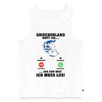 Griechenland Telefon Rhodos Urlaub Kreta Reise - Männer Premium Bio Tank Top - Weiß - Vorne - Michal (187cm)