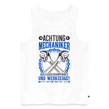 KFZ Mechaniker Spruch KFZ Mechatroniker Werkstatt - Männer Premium Bio Tank Top - Weiß - Vorne - Michal (187cm)