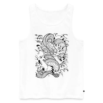 Japan Snake Snakes Tattoo Art Inspiration Water - Men's Premium Organic Tank Top - white - Front - AI Model Male 178 light (178cm)