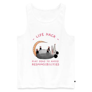 Play Dead To Avoid Responsibilities, Funny Opossum - Männer Premium Bio Tank Top - Weiß - Vorne - AI Model Male 178 light (178cm)