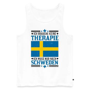 Schweden Urlaub Therapie Spruch Reise Geschenk - Männer Premium Bio Tank Top - Weiß - Vorne - Michal (187cm)