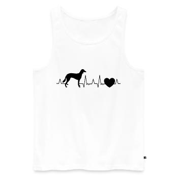 Saluki Battement de coeur lévrier persan - Débardeur bio Premium Homme - blanc - Devant - AI Model Male 178 light (178cm)
