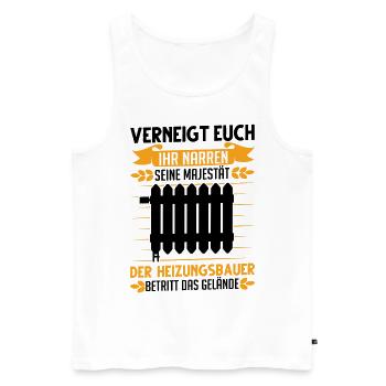 Heizungsbauer Majestät Heizung Heizungsbau - Männer Premium Bio Tank Top - Weiß - Vorne - Michal (187cm)