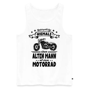 Alter Mann auf einem Motorrad - Motorbike - Männer Premium Bio Tank Top - Weiß - Vorne - Michal (187cm)