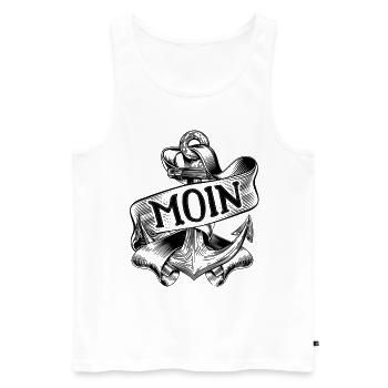 Moin Gruß Anker Hamburg Ostfriesland Kiel Spruch - Männer Premium Bio Tank Top - Weiß - Vorne - Michal (187cm)