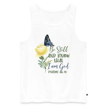 Christlicher Bibelvers Blume Schmetterling - Männer Premium Bio Tank Top - Weiß - Vorne - Michal (187cm)