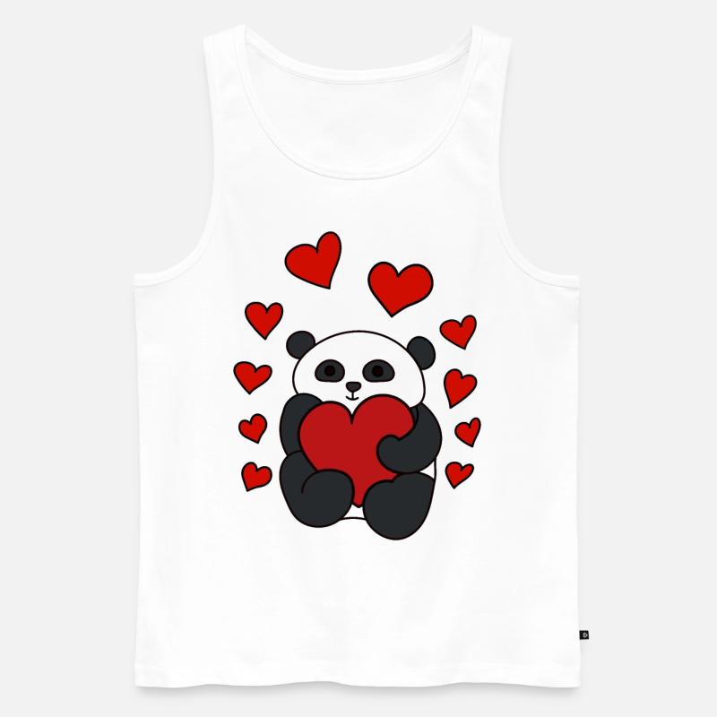 Panda Bär Herz - Männer Premium Bio Tank Top - Weiß