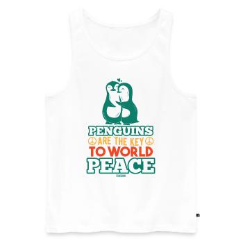 Pinguine Weltfrieden - Männer Premium Bio Tank Top - Weiß - Vorne - Michal (187cm)