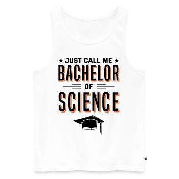 Diplôme Just Call Me Bachelor Of Science Univers - Débardeur bio Premium Homme - blanc - Devant - Michal (187cm)