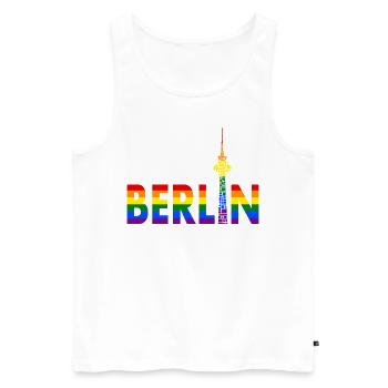 Berlin - Berliner Bär - I Love Berlin - Gay Pride - Männer Premium Bio Tank Top - Weiß - Vorne - Michal (187cm)