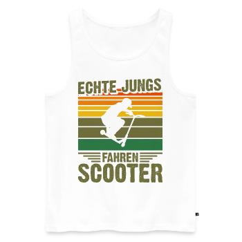 Scooter | Echte Jungs fahren Scooter Geschenk - Männer Premium Bio Tank Top - Weiß - Vorne - Michal (187cm)