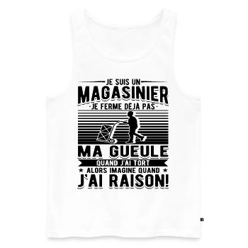 Magasinier Cadeau - Débardeur bio Premium Homme - blanc - Devant - Michal (187cm)