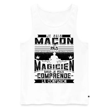 Maçon Maçonnerie Drôle - Débardeur bio Premium Homme - blanc - Devant - AI Model Male 178 light (178cm)