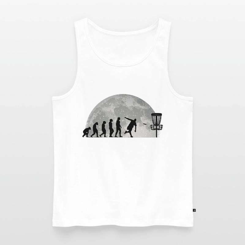 Discgolf Evolution Mond Wurfscheibe Disc Golf Männer Premium Bio Tank Top