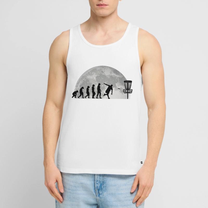 Discgolf Evolution Mond Wurfscheibe Disc Golf Männer Premium Bio Tank Top