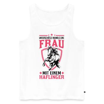Haflinger Pferd Frau Reiterin Pferdemädchen - Männer Premium Bio Tank Top - Weiß - Vorne - Michal (187cm)