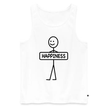 HAPPINESS Personnages en bâtons Heureux Heureux - Débardeur bio Premium Homme - blanc - Devant - AI Model Male 178 light (178cm)