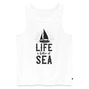 Sailing Life Is Better At Sea - Débardeur bio Premium Homme - blanc - Devant - Michal (187cm)