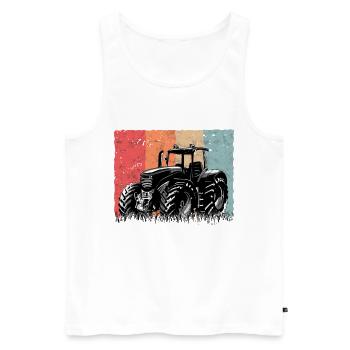 Traktor Vintage Traktorfahrer Landwirt Bauer - Männer Premium Bio Tank Top - Weiß - Vorne - Michal (187cm)