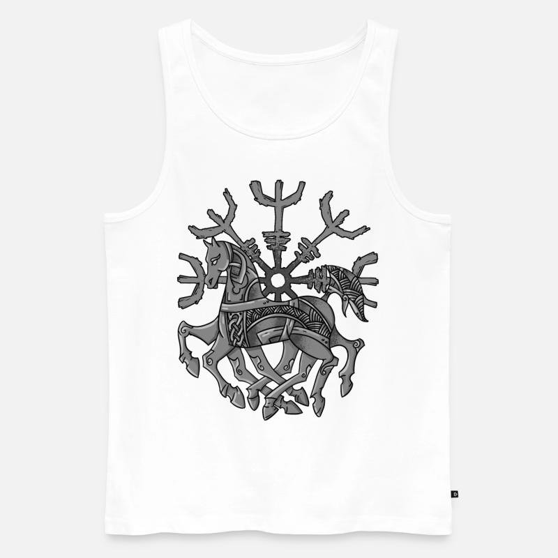 Schutz Rune Helm der Ehefurcht mit Odins Pferd - Männer Premium Bio Tank Top - Weiß