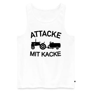 Attacke mit Kacke Traktor Bauer Güllewagen - Männer Premium Bio Tank Top - Weiß - Vorne - Michal (187cm)