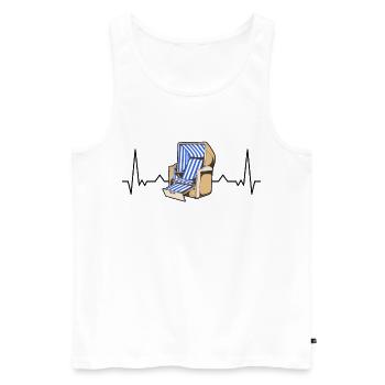 Strandkorb Herzschlag Nordsee Sylt Ostsee Strand - Männer Premium Bio Tank Top - Weiß - Vorne - AI Model Male 178 light (178cm)