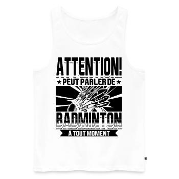 Badminton Humour Joueur Badminton - Débardeur bio Premium Homme - blanc - Devant - Michal (187cm)