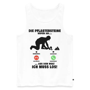 Die Pflastersteine rufen Pflasterer Anruf - Männer Premium Bio Tank Top - Weiß - Vorne - AI Model Male 178 light (178cm)