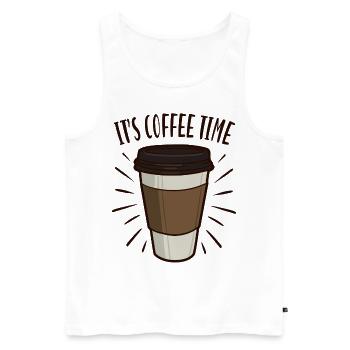 C’est coffee time café addictif - Débardeur bio Premium Homme - blanc - Devant - AI Model Male 178 light (178cm)