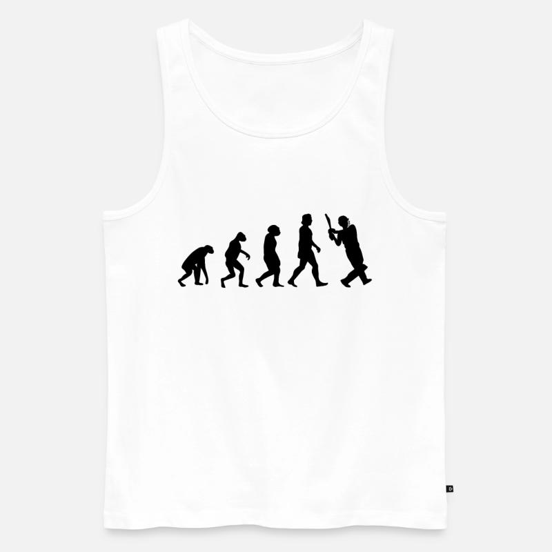 Cricket Evolution Cricketschläger Cricketspieler - Männer Premium Bio Tank Top - Weiß