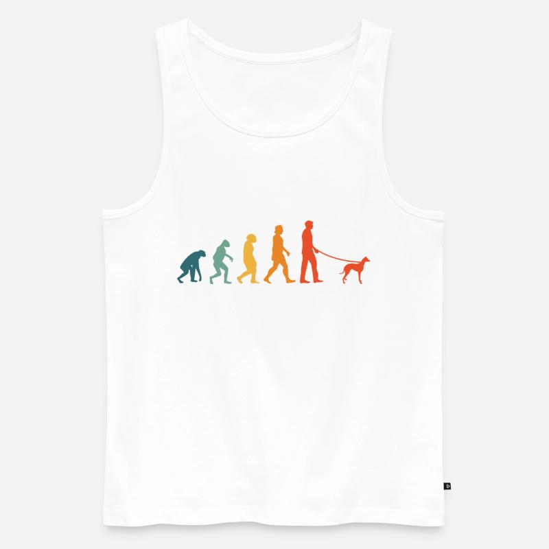 Whippet Evoluition Rétro lévriers Sighthound - Débardeur bio Premium Homme - blanc