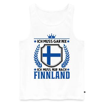 Ich muss gar nix Ich muss nur nach Finnland - Männer Premium Bio Tank Top - Weiß - Vorne - AI Model Male 178 light (178cm)