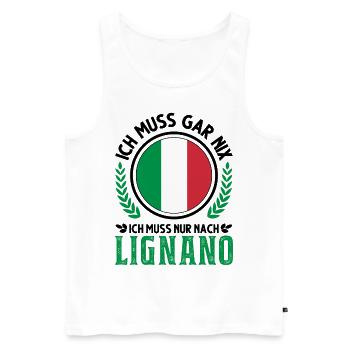 Lignano Italien Urlaub Reise Geschenk - Männer Premium Bio Tank Top - Weiß - Vorne - Michal (187cm)