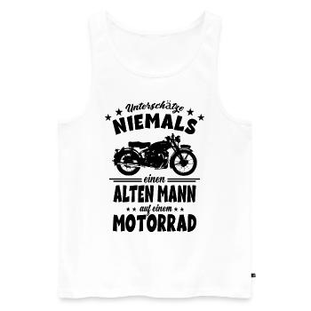 Alten Mann auf einem Motorrad - Motorradfahrer - Männer Premium Bio Tank Top - Weiß - Vorne - Michal (187cm)