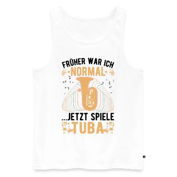 Früher war ich normal Jetzt spiele Tuba - Männer Premium Bio Tank Top - Weiß - Vorne - Michal (187cm)