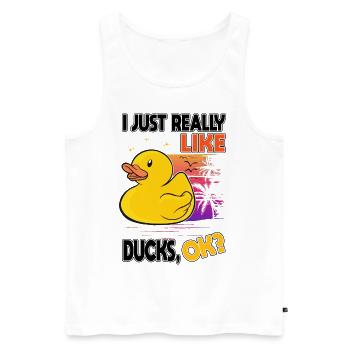 J'aime vraiment les canards Canard en caoutchouc - Débardeur bio Premium Homme - blanc - Devant - Michal (187cm)
