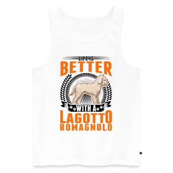 Life is better with a Lagotto Romagnolo - Men's Premium Organic Tank Top - white - Front - Michal (187cm)
