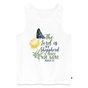 Citation de verset biblique chrétien - Débardeur bio Premium Homme - blanc - Devant - AI Model Male 178 light (178cm)