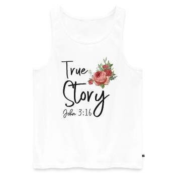 Christian Bible Verse Quote Rose - Männer Premium Bio Tank Top - Weiß - Vorne - AI Model Male 178 light (178cm)