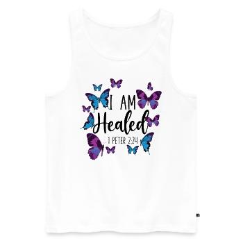 Christian Bible Verse Butterfly I - Men's Premium Organic Tank Top - white - Front - Michal (187cm)