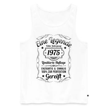 Geburtsjahr 1975 Vintage Geburtstag Legende 1975 - Männer Premium Bio Tank Top - Weiß - Vorne - Michal (187cm)