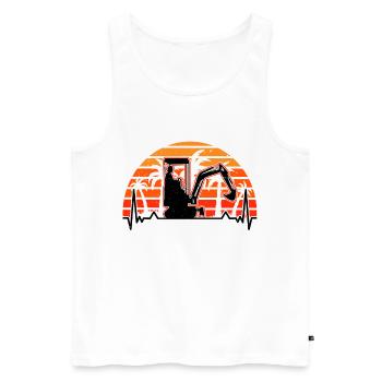 Baggerführer Herzschlag Retro Bagger Baggerfahrer - Männer Premium Bio Tank Top - Weiß - Vorne - Michal (187cm)