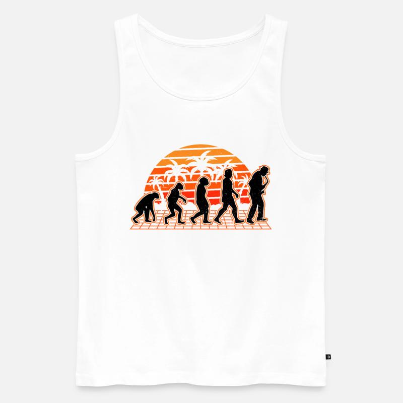 Saxophone Evolution Sunset Saxophonist - Men's Premium Organic Tank Top - white